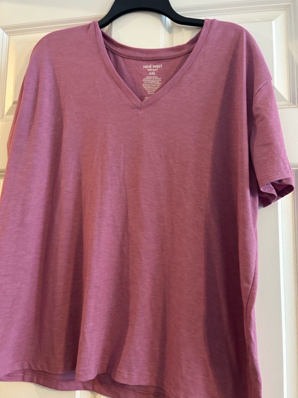 Nine West Women's Short-Sleeve V-Neck Tee in Dusty Rose